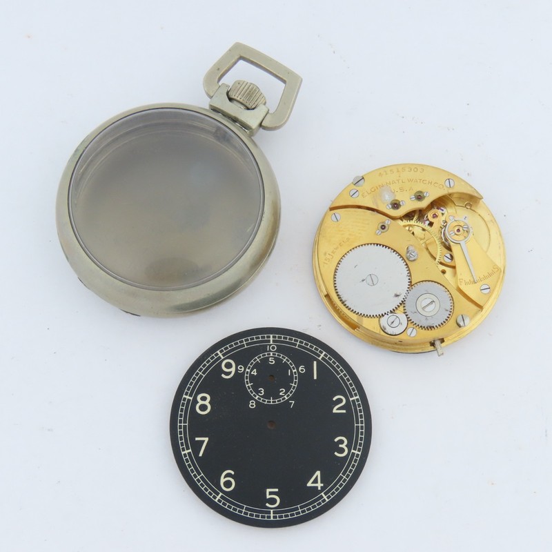 Elgin 16 Size Military Pocket Watch Stopwatch
