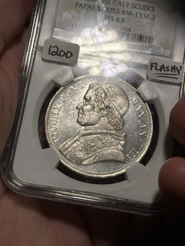 NGC MS63 Papal States Scudo 1853 R VIII
