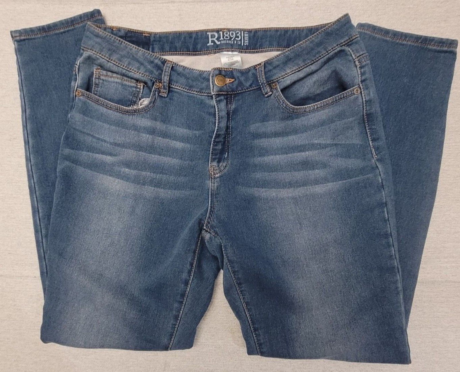 R 1893 Roebuck & Co Jeans Womens Skinny Mid Rise Dark Wash Blue Jeans Size 14