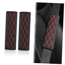 2PCS Car Seat Belt Cover Pads,Leather Seatbelt Covers Protect Black/Red