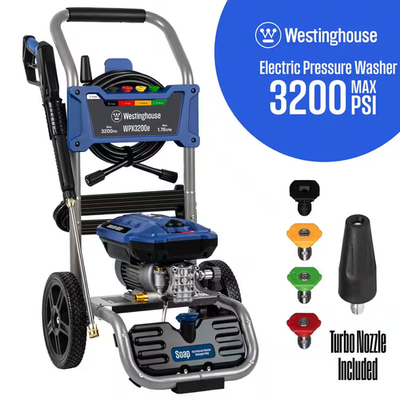 #ad 3200 PSI 1.76 GPM 13 Amp Cold Water Electric Powered Pressure Washer with Tur... $337.19