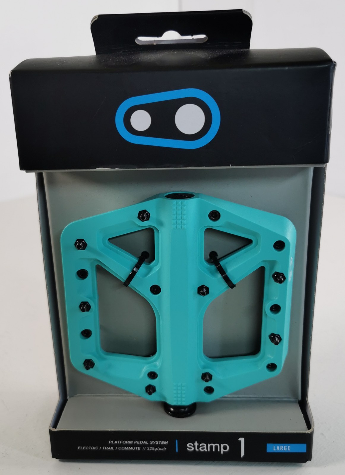 Crankbrothers Stamp 1 Large Flat MTB Pedals Turquoise Platform Pair New