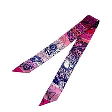 Hermes Twilly Jungle Love Rainbow Designer Silk Scarf Used