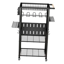 Pure Metal Heavy-Duty Tool Cart, Tool Organizer, 4 Layers + 4 4 tier Black