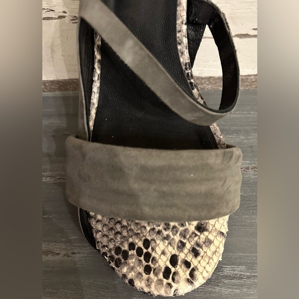 Robert Clergerie Women's Python-effect block heel… - image 4