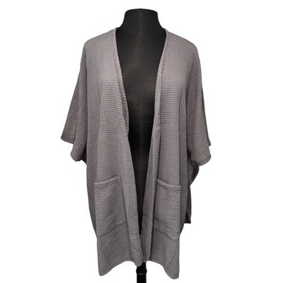 NEW Focus Casual Life Open Cardigan Waffle One Size Pockets Pre Shrunk Gray