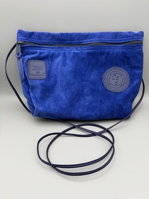 VINTAGE 1980s Carlos Falchi Blue Suede Buffalo Leather crossbody handbag