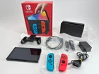 Nintendo Switch OLED Bundle Complete Original Box Neon Blue/Red Joy-Cons Tested