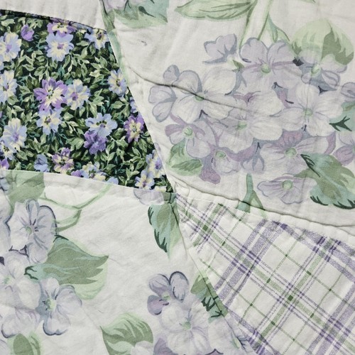 Quilt Handarbeit 86x102 Vintage Decke Tagesdecke California King Lila Grün - Bild 11 von 16