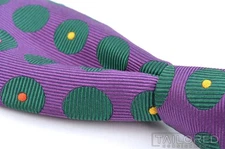 TURNBULL & ASSER Purple Green Twill Polka Dot 100% Silk Mens Luxury Tie - 3.50"