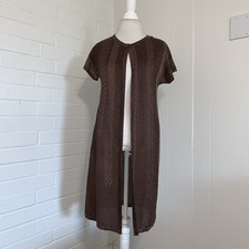 NWT Chico  s Subtle Stripe Kassie Vest Duster Cardigan Size 0 / S / 4 Brown Gold