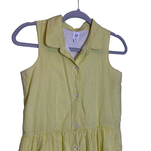 Gap Kids Dress Girls XXL Yellow White Checkered Blue Embroidery Sleeveless - Picture 3 of 13