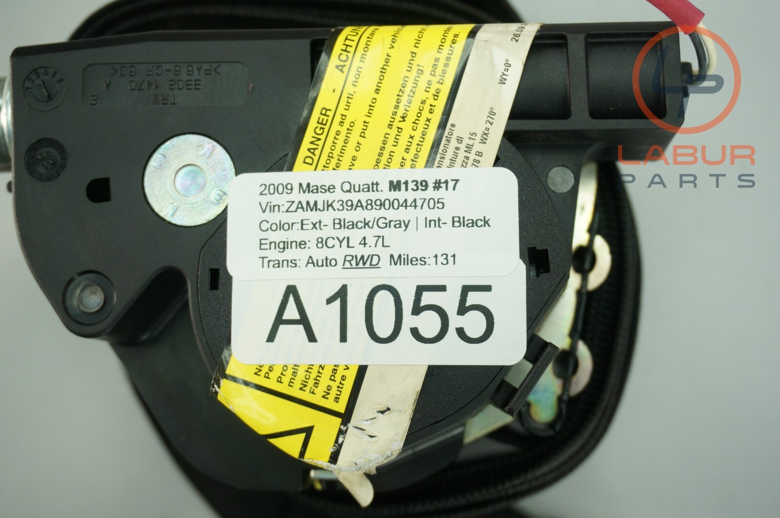 M139 09-13 Maserati Quattroporte Rear Right or Left Side Seat Belt Seatbelt A958