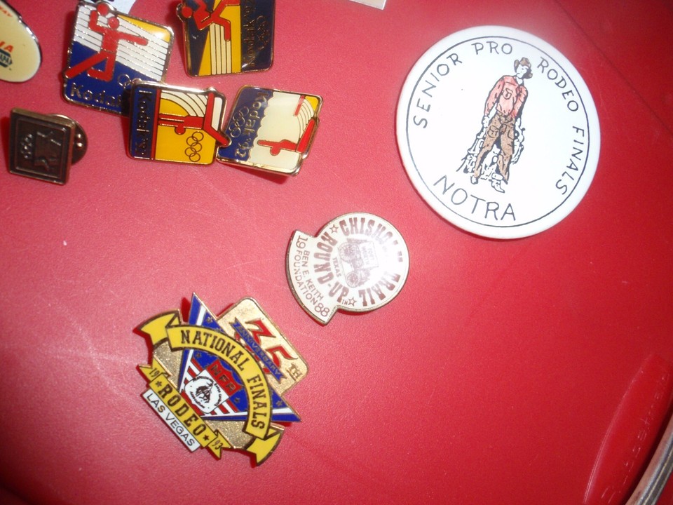 Junk Lot Olympic Event, Football, Car Races Rodeo Pins, small 1950s