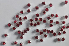 CraftbuddyUS 100pcs 4.3mm Sew On RED Silver Set Glass Crystal Gems, DIY