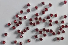 CraftbuddyUS 100pcs 4.3mm Sew On RED Silver Set Glass Crystal Gems, DIY