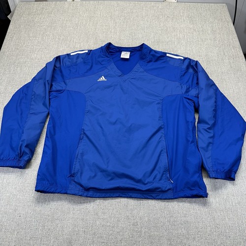 Vintage Adidas Track Jacket Mens Large Blue Pullover Mesh Lines Athletic