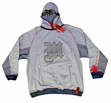 NWT VINTAGE Y2K MAKAVELI BRANDED FLEECE AND DENIM LARGE LOGO HOODIE TUPAC 2PAC