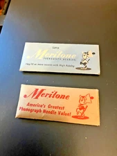 TWO MERITONE PHONOGRAPH NEEDLES PAPER PACKETS Switzerland