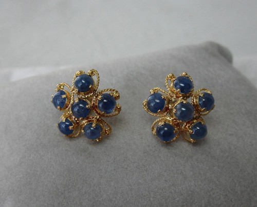 Zaffiro Orecchini 18K Oro Antico Art Déco Estate Matrimonio Gioielli Rétro Raro - Foto 2 di 12