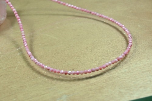 A++ Natural Pink Rhodochrosite Faceted Round Gemstone Beads Choker Necklace 18'' - Picture 6 of 18