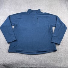 LL Bean Sweater Mens XL Blue Trail Fleece Quarter Zip Pullover Hiking Outdoors
