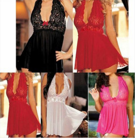  Sexy Lingerie-Women Pajamas Robe-Dress-Babydoll--Nightgown-Sleepwear hollow 