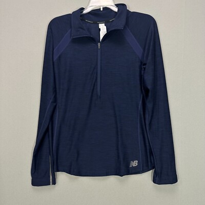 NEW BALANCE Womens Large NB Dry 1/2 Zip Pullover Mesh Running Shirt  Reflective