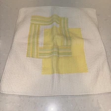 Crate And Barrel 26” EDGEBROOK Yellow/Green Cotton Quilted Euro Pillow Sham NEW
