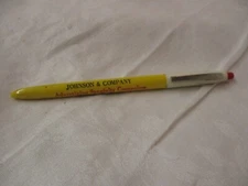 1940's USA Scripto yellow white Ballpoint Pen Advertising Johnson Co