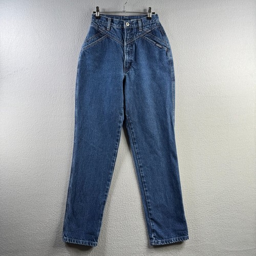 Jeans vintage Rocky Mountain donna 7/8 (adatto 24x30) blu denim western schiena nuda - Foto 2 di 13