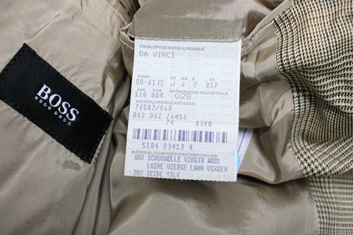 HUGO BOSS Da Vinci Jacket Men's (EU) 56 Silk Wool Button Up Pockets Check - Picture 8 of 12