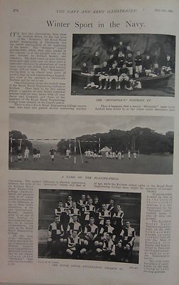 1898 BURENKRIEGSZEIT DRUCK ~ WINTERSPORT IN DER MARINE BRITANNIA'S FOOTBALL