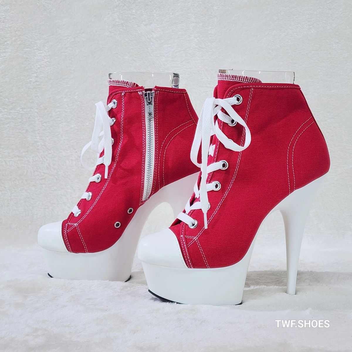 ALLINNINE Zapatos Deportivos De Tacón Alto Para Mujer, Zapatos De Lona De Moda De Tubo Alto, Con Cordones, Borde De Cuña, Cremallera, ángulo, Talla 4-11, B Todo-negro