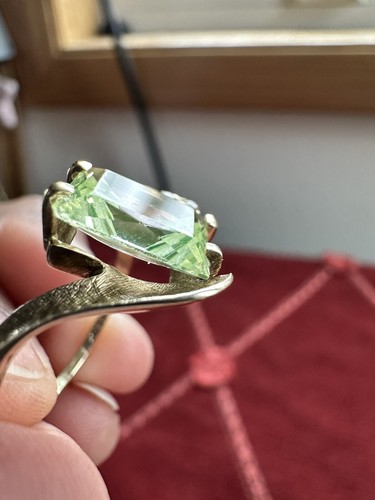 10k massiver Gelbgold Smaragd Schliff Peridot Schlangenring Antik 1970er Vintage 3,12 Gr. - Bild 3 von 24