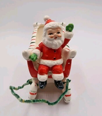 Vintage Relco Japan Christmas Planter Ceramic Waving Santa Claus