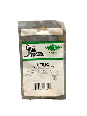 NTE92 T-NPN, Si, Audio Power Amplifier (Compl To NTE93) ECG92