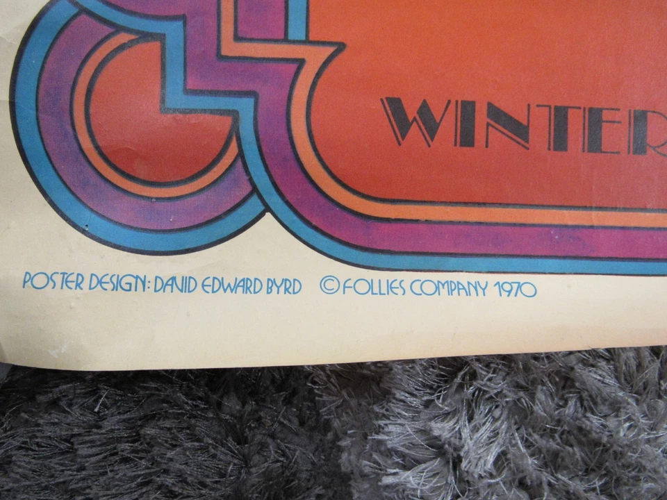 Raro Pôster Litográfico Vintage FOLLIES David Edward Byrd - 25" X 38" - Danificado - Imagem 2 de 4