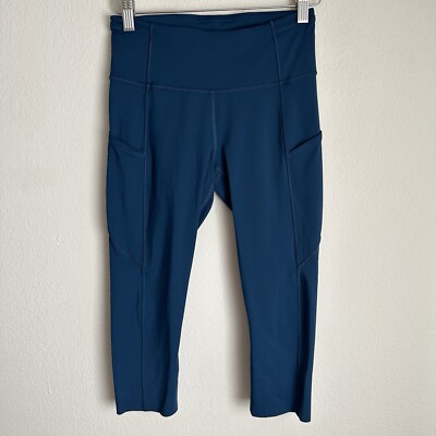 Lululemon Leggings Size Fast Free Crop II 19” Nulux Turquoise Non  Reflective