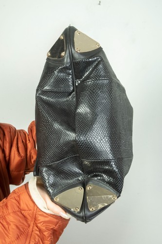 Authentische Gucci Indy Bambus Quasten schwarz Leder Nieten Hobo Top Henkel Tasche - Bild 15 von 16