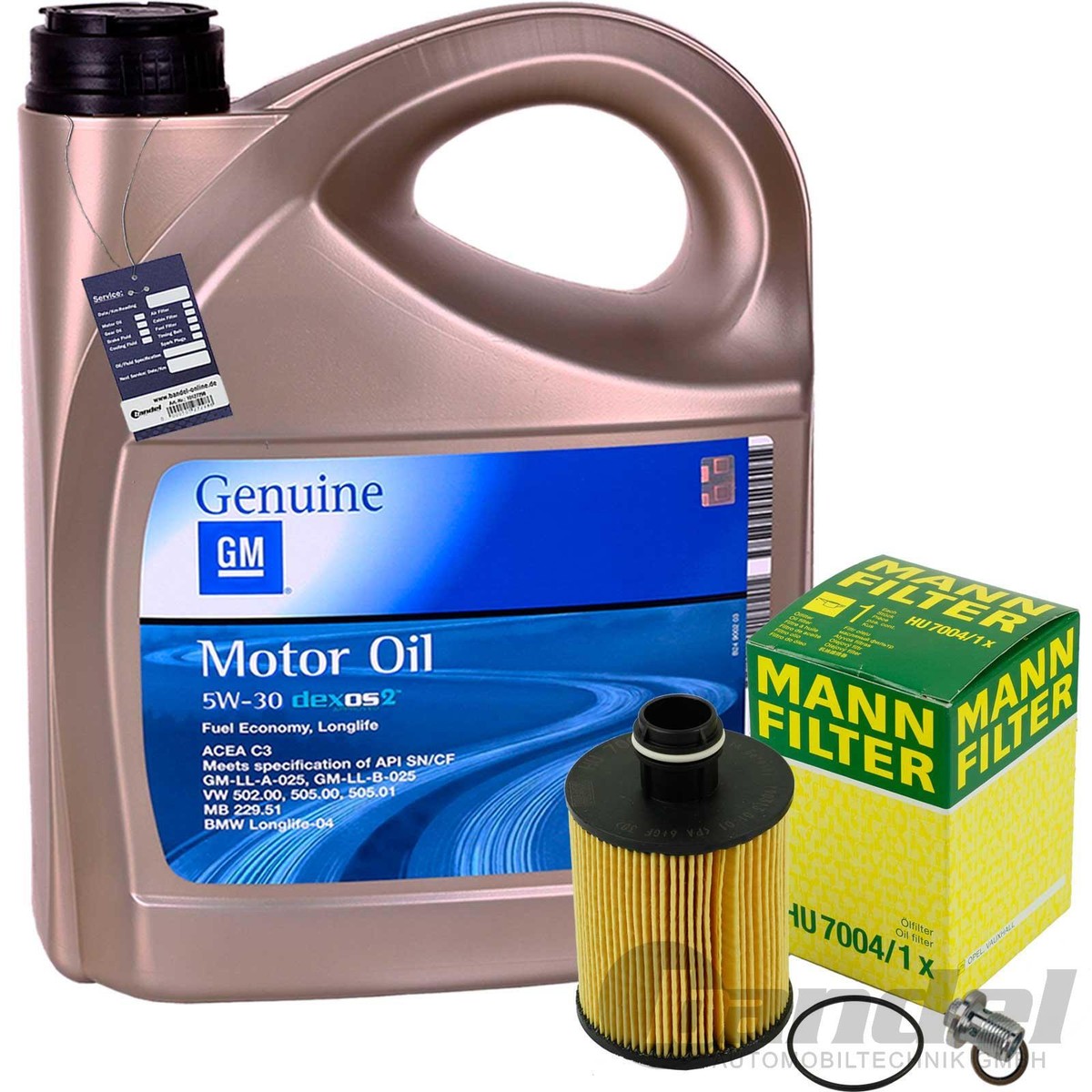 Opel General Motors Ölfilterset Mit 5L Motoröl 5W30 – Originalersatz, Inkl. Filter 93190777