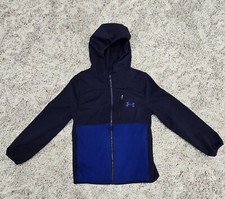 Under Armour Blue Hooded Fleece Lined Jacket Size 7 Boys CLEAN