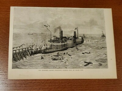 Harper's Weekly 1875 Sketch Print BESSEMER SALOON STEAM SHIP CALAIS PIER