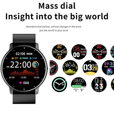Smartwatch Bluetooth Armband Sport Stoppuhr Fitness Schlafmonitor Schwarz