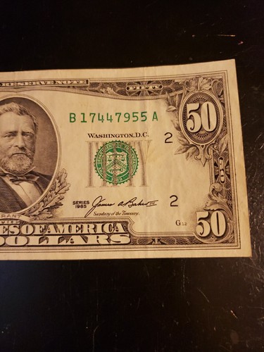 Vintage 1985 Circulated Fifty Dollar ($50) Federal Reserve Note, B2 New York - Picture 5 of 10