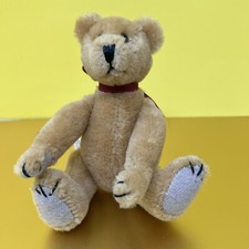 Vintage 1990 The Boyds Collection Small Brown Jointed Teddy Bear w/ Red Bow 6in.