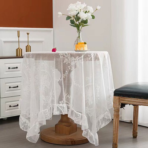 White Vintage Embroidered Lace Tablecloth Table Cover Wedding Party Dinner Decor - Picture 17 of 23