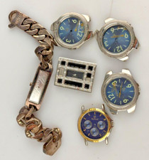 Stock Lotto 6 Casse Orologio No Movimento Acciaio Usate Per Parti Di Ricambio