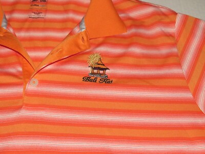 Adidas Climacool Bali Hai Golf Club Striped Polo Shirt Size Large Golfer Golfing