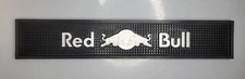 New Red Bull Energy Drink Bar Rail Mat With Silver Metal Logo- 3 Inch X 19 Inch